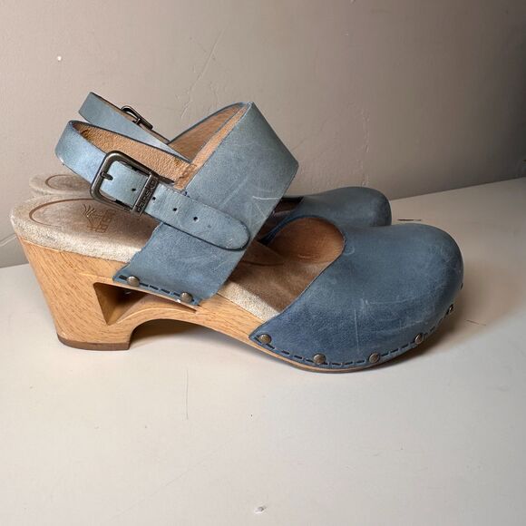 Dansko Thea Mary Jane Studded Two-Tone Ankle Strap Leather Clog Wooden Heel 37 - Picture 6 of 10